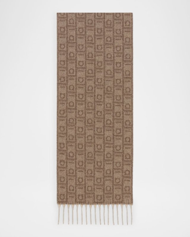 Cashmere and Wool Monogram Scarf